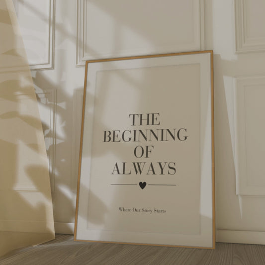 The Beginning Of Always Wall Art Print, Romantic Love Quote Poster, Bedroom Wall Decor, Meaningful Gift for Couples