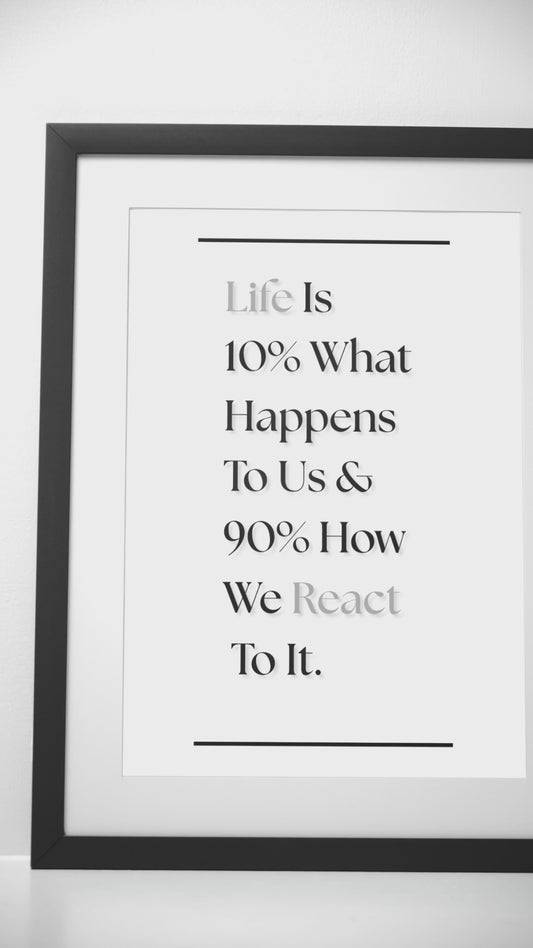 Life Is 10% What Happens To Us & 90% How We React To It | Mindset Quote Print | Motivational Office Decor