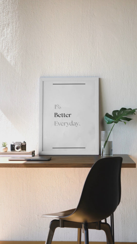 1% Better Everyday | Motivational Wall Print | Gym Progress Quote Poster For Home Or Office