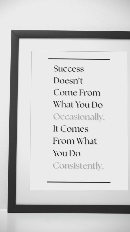 Success Doesn't Come From What You Do Occasionally, It Comes From What You Do Consistently | Discipline Quote Poster | Gym & Office Wall Art