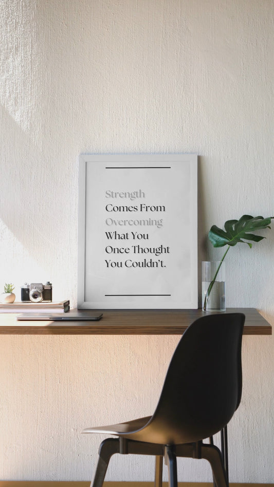 Strength Comes From Overcoming What You Once Thought You Couldn't | Growth Quote Poster | Motivational Wall Art
