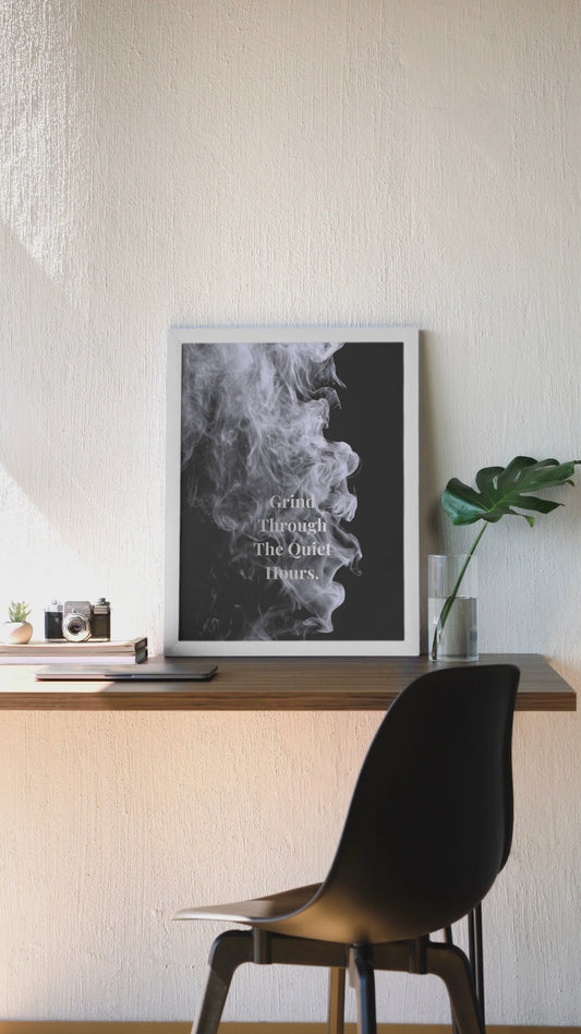 Grind Through The Quiet Hours Motivational Print, Discipline Wall Art And Mindset Poster
