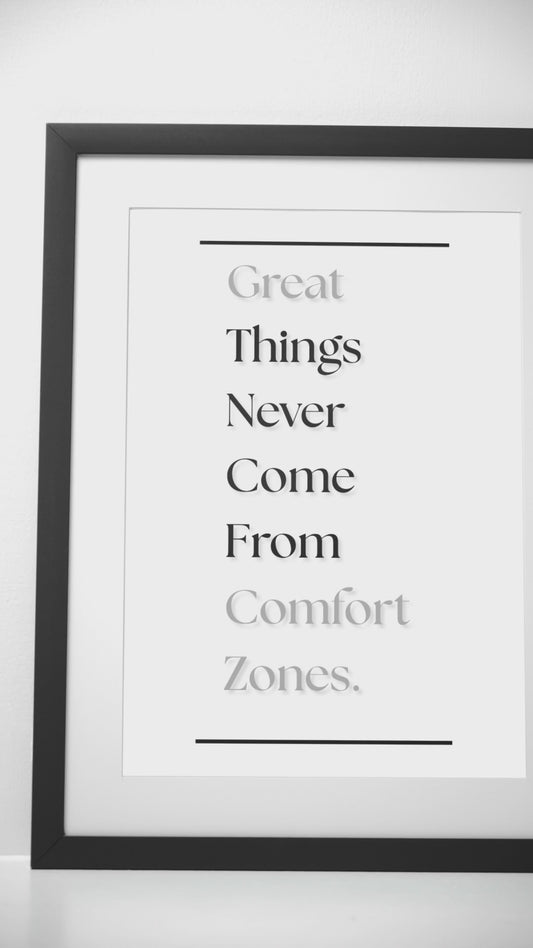 Great Things Never Come From Comfort Zones | Motivational Wall Art | Gym Poster