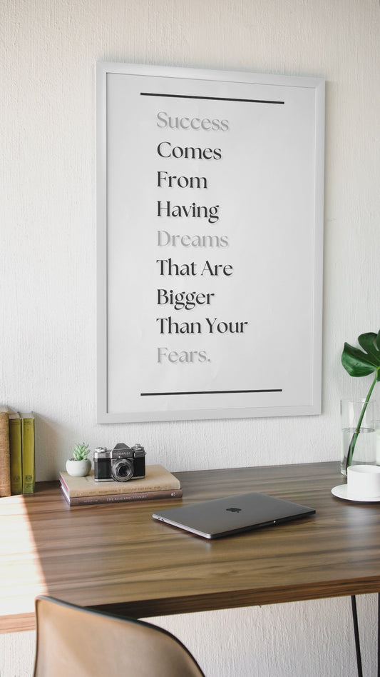 Success Comes From Having Dreams That Are Bigger Than Your Fears | Motivational Poster | Mindset Wall Art